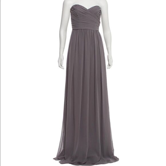 Monique lhuillier gray strapless formal dress - Picture 1 of 1